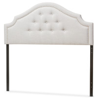 Baxton Studio BBT6564-Greyish Beige-Full HB Cora and Contemporary Grayish Beige Fabric Full Size Headboard